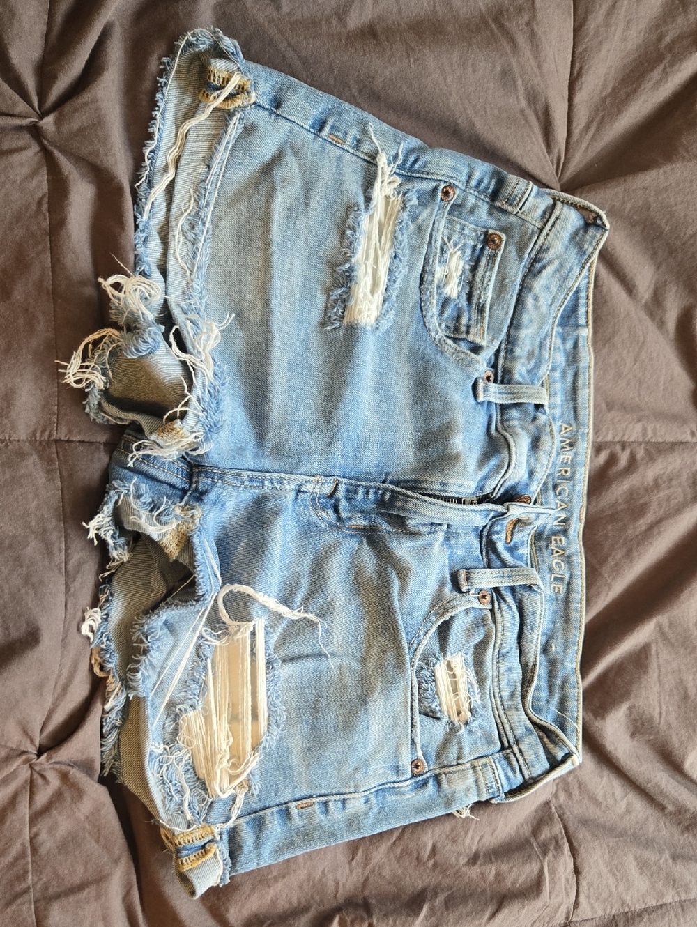 American Eagle Outfitters Light Blue Ripped Denim Cutoff Shorts